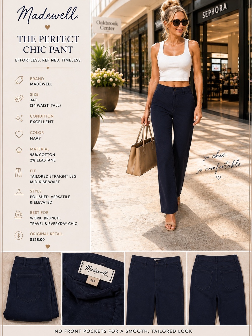 Madewell Navy Straight-Leg Jeans — Tailored Everyday Pant - Picture 2 of 5